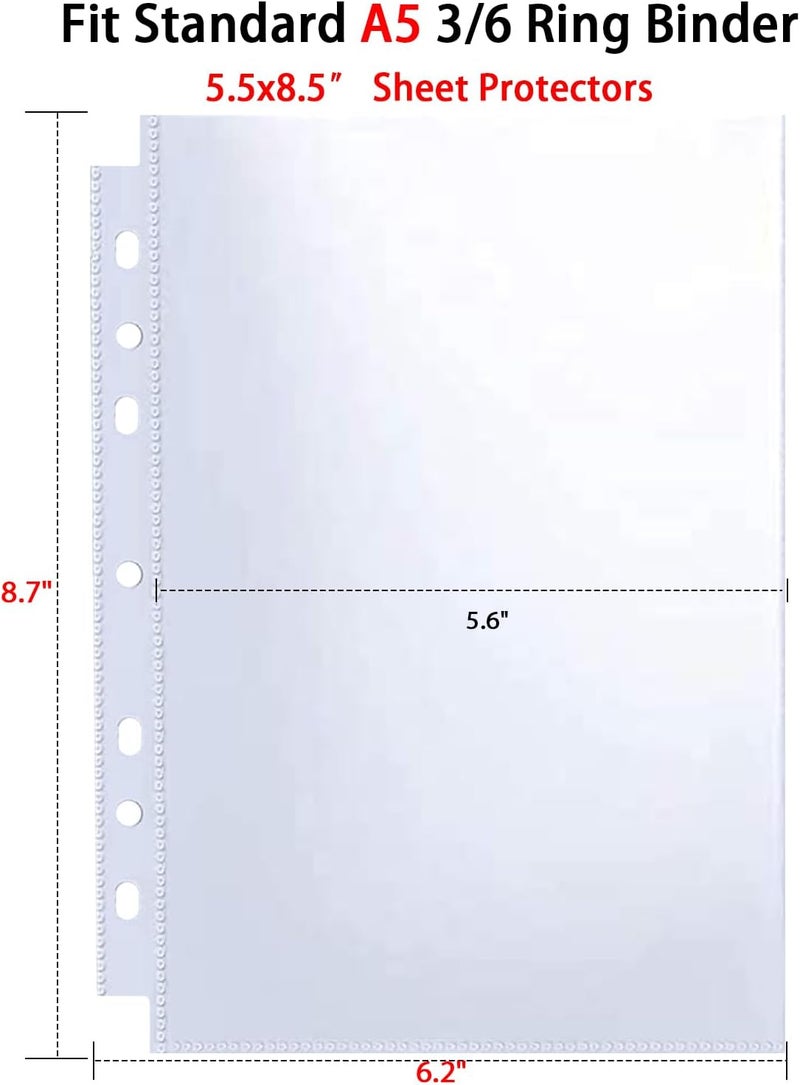 WITHYU 30 Pack 60 Pockets 5.5x8.5” Sheet Protector Sleeves for 6 Ring A5 Binder, A5 Mini 3 Ring Binder, Ultra-Clear Playbill Holder Sleeves, Double-Sided, Top Loading Sheet Protector for Paper Report - Image 4